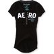 thumbnail image 1 of Aeropostale - Camiseta henley con manga adornada para mujer, color negro, talla XS, 1 of 2