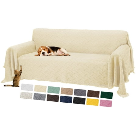 Sanmadrola Sofa Cover Couch Covers for 2 Cushion Couch Sofa Sectional Couch Covers for L Shaped Couch Cover Living Room Sofa Throws Sofa Slipcovers for Pets Kids (71 x 102 Loveseat Light Beige)