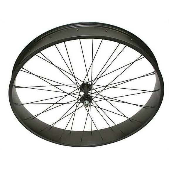 bike 26 x 4.00 Fat Alloy Front Wheel 36 Spoke 12gBlack 3/8 Axl Black, Chrome Sprocket Hub Kits.