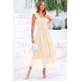 thumbnail image 4 of Vestido PRETTYGARDEN Midi de Tul sin Mangas con Fruncido Beige XL, 4 of 9