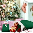 thumbnail image 5 of Liyamei Velvet Santa Drawstring Pouch Holiday Party Sack For Wrapping Xmas Celebration And Storage Reusable Festive Suitable For Xmas (Dark Green), 5 of 5