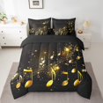 thumbnail image 2 of Golden Musical Notes Comforter Set 7 Piece Bed in a Bag Twin,Glitter Dots Bedding Sets Starry Sky Backdrop Sheet Set with Comforter,Music Theme Bed Set, 2 of 6