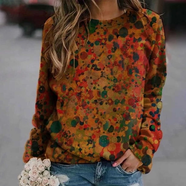 Puntoco, sudaderas con estampado informal para mujer, camisetas térmicas de manga larga con cuello redondo, camisetas sueltas Com Puntoco Puntoco-675