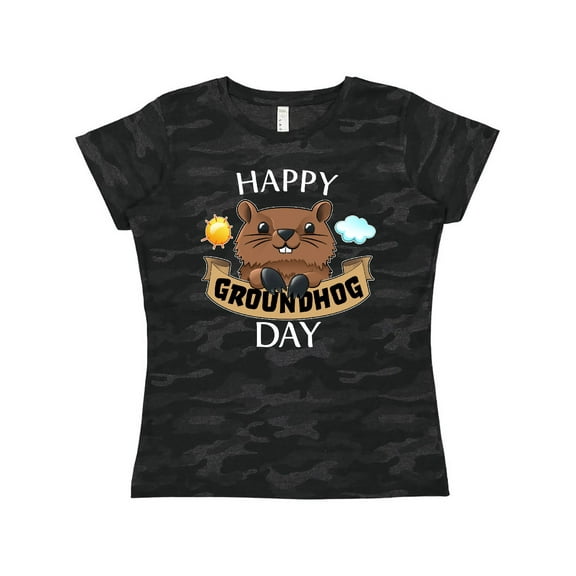 Inktastic Happy Groundhog Day Cute Women's T-Shirt