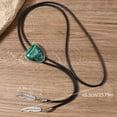 thumbnail image 3 of Men's Vintage Triangular Stone Feathered Pendant Bolotie Faux Leather Rope Necktie Necklace Shirt Collar Chain Neckwear, 3 of 9