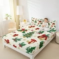 thumbnail image 4 of Manfei Xmas Gifts Twin Bed Sets,Merry Christmas Fitted Sheets,Red Berry Flat Sheet For Child,Breathable Home Decor,3-Piece, 4 of 7