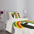 thumbnail image 3 of Ambesonne Jamaican Quilted Bedspread Set 2 Pcs, Minimalist Rastaman, Twin Size, Multicolor, 3 of 5