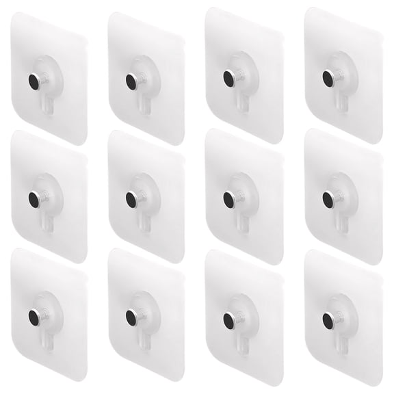 12 Pcs Picture Hangers Without Nails, Heavy Duty Self Adhesive Wall Hooks Set, Transparent Acrylic No Drill Hooks For Hanging, 2.36 X 2.36 In & 2.36 X 3.93 In, Holds 20 Lbs / 9 Kg, Damage-Free