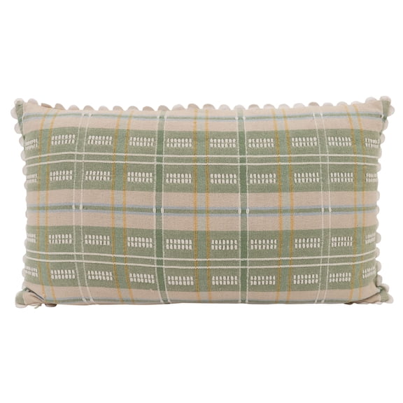 Better Homes & Gardens 14" x 24" Beige and Green Picnic Plaid Decorative Throw Pillow