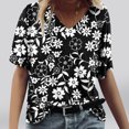 thumbnail image 1 of Fiudx Camisas de Mujer Camisetas Holgadas de Manga Corta con Cuello En V Informales con Estampado de Moda para Mujer, 1 of 4