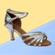 thumbnail image 4 of 1 par de zapatos de tacón alto con tiras anudadas para baile latino para mujer - Talla 41 (Plateado), 4 of 6