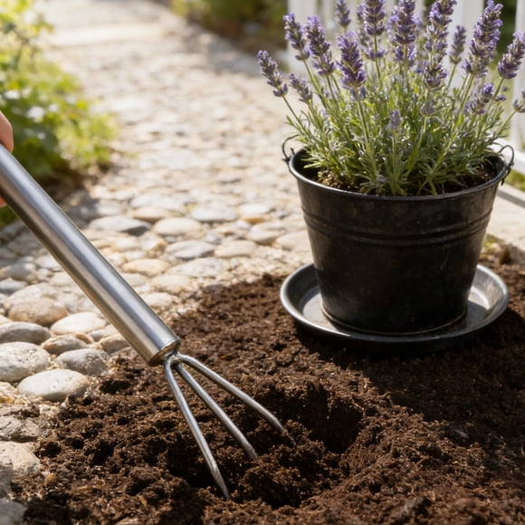 Yusimy Gardening Tool Flower Vegetable Shovel for Outdoor Balcony Potted Stainless Steel Home Loosening Soil Rake