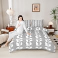 thumbnail image 4 of jejeloiu Vintage Leaves Pattern Twin Comforter Sets,White Gray Bedding Set For Kids Reversible 2pcs, 4 of 8