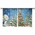 thumbnail image 2 of Blue Snowman Christmas Sheer Curtains 45 Inches Long, Xmas Tree Ball Snowflake Winter Light Filtering Window Curtains for Living Room, Rod Pocket Voile Sheer Curtain Drapes, 52"Wx45"L, 2 Panels, 2 of 9