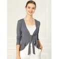 thumbnail image 2 of Cardigan Dobladillo Rizado RebeDe Punto Frente De CorbaPaMujeres Gris S, 2 of 6