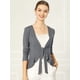 thumbnail image 2 of Cardigan Dobladillo Rizado RebeDe Punto Frente De CorbaPaMujeres Gris S, 2 of 6
