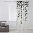 thumbnail image 3 of Grey Ombre Botanical Semi Sheer Curtains Drapes for Living Room,Bedroom,French Doors Window 96 Inches Long,Watercolor Gray Pastoral Leaf Rustic Rod Pocket Chiffon Curtain Drapery Voile Drape Panel, 3 of 6