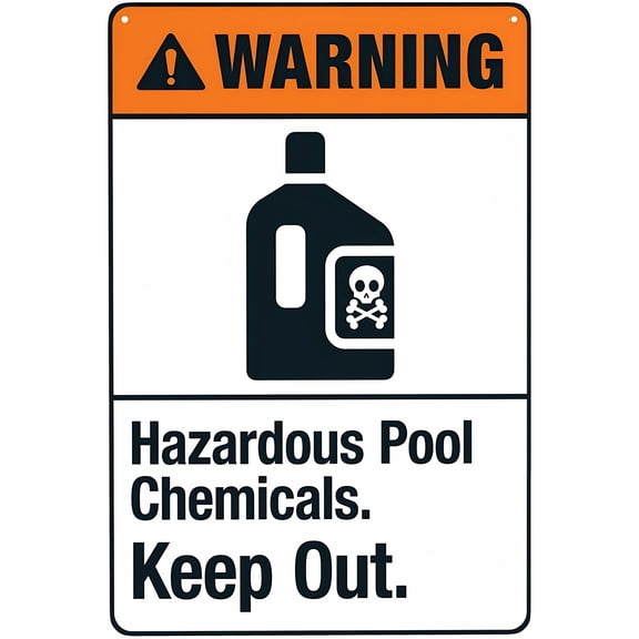 Hazardous Pool Chemicals Keep Out Sign - 8"x12" Retro Aluminum Metal Tin Sign, Vintage Style Pool Safety Decor for Home Club Hotel Outdoor