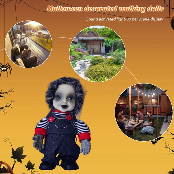 Juguete Resplandor De Halloween Halloween Glow Toy Sound Control Halloween Ghost Doll Party Decor (E)