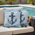 thumbnail image 5 of Outdoor Pillow Covers Watercolor Nautical Anchor Coral Waterproof Pillow Cases 18x18 Set of 2, Ocean Theme on Farm Wood Throw Pillow Cover Pillowcase for Patio Balcony Couch Garden, 5 of 9