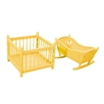 thumbnail image 4 of Bunblic 1:12 Miniature Crib and Playpen Mini Bedroom Scene Mini Rocking Bassinet Toy yellow, 4 of 8