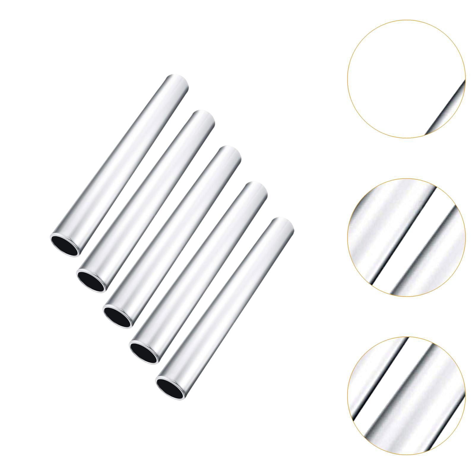 Wswqop Set of 5 Relay for Track And Field Events, 11.42" Running Sticks for Outdoor Use Silver
