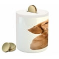 thumbnail image 2 of Golden Retriever Piggy Bank, Portrait of Young Pedigreed Dog Wearing a Collar and Tags Domestic Animal, Ceramic Coin Bank Money Box for Cash Saving, 3.6" X 3.2", Multicolor, by Ambesonne, 2 of 4