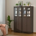 thumbnail image 6 of Kitchen Cabinet, Lofka 64"  Kitchen Pantry Storage Cabinet with Frosted Glass Doors and 14 Shelves, Dark Brown, 6 of 9