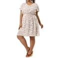 thumbnail image 4 of GRACE & GRANDEUR Women's Plus Size Dress Flare Short Sleeves Floral Peplum Summer Midi Dress 3X White, 4 of 5