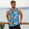 thumbnail image 6 of Gukieu Sharks Summer Print Men's Quick Dry Fitness Vest, Round Neck Sleeveless Fitness Bodybuilding Top-Large, 6 of 7