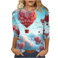 thumbnail image 2 of T-Shirt Imprimé Mode Aqestyerly pour Femme à Manches 3/4 avec Col Rond et Manches Courtes, 2 of 5