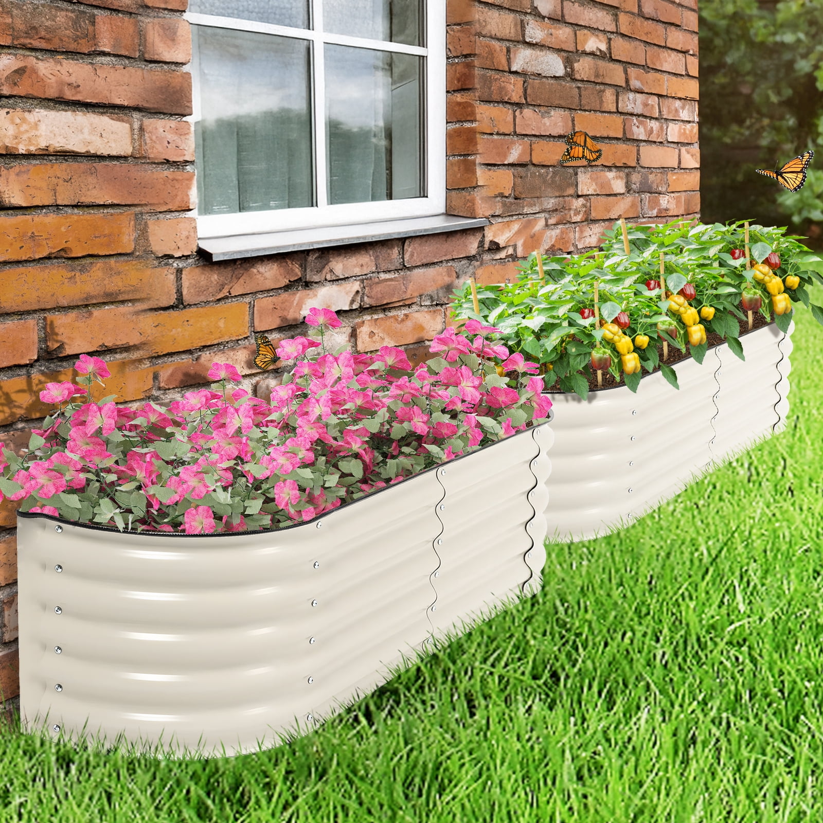 Aoodor Metal Raised Garden Bed - 59'' x 15'' x 17''(H) - Perfect Fusion of Aesthetics and Practicality - Beige