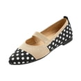 thumbnail image 2 of Polka Dot Mary Jane Flats, Elastic Strap Slip-On Shoes, Women's Polka Dots Mesh Ballet Flats Bowknot Pointed Toe Ballerina Flats Closed Toe Comfortable Casual Work Shoes, Khaki 6.5, 2 of 7