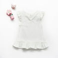 thumbnail image 2 of Vedolay Girl's 2023 Summer Fly Sleeve Crew Neck Solid Color Cute Tops,White 18-24 Months, 2 of 2