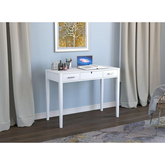 Safdie & Co. Vanity Desk Table Multifunctional 40inch White with 2 Drawers and 1 Foldable Mirror for Living Room, Dressing Room or Bedroom