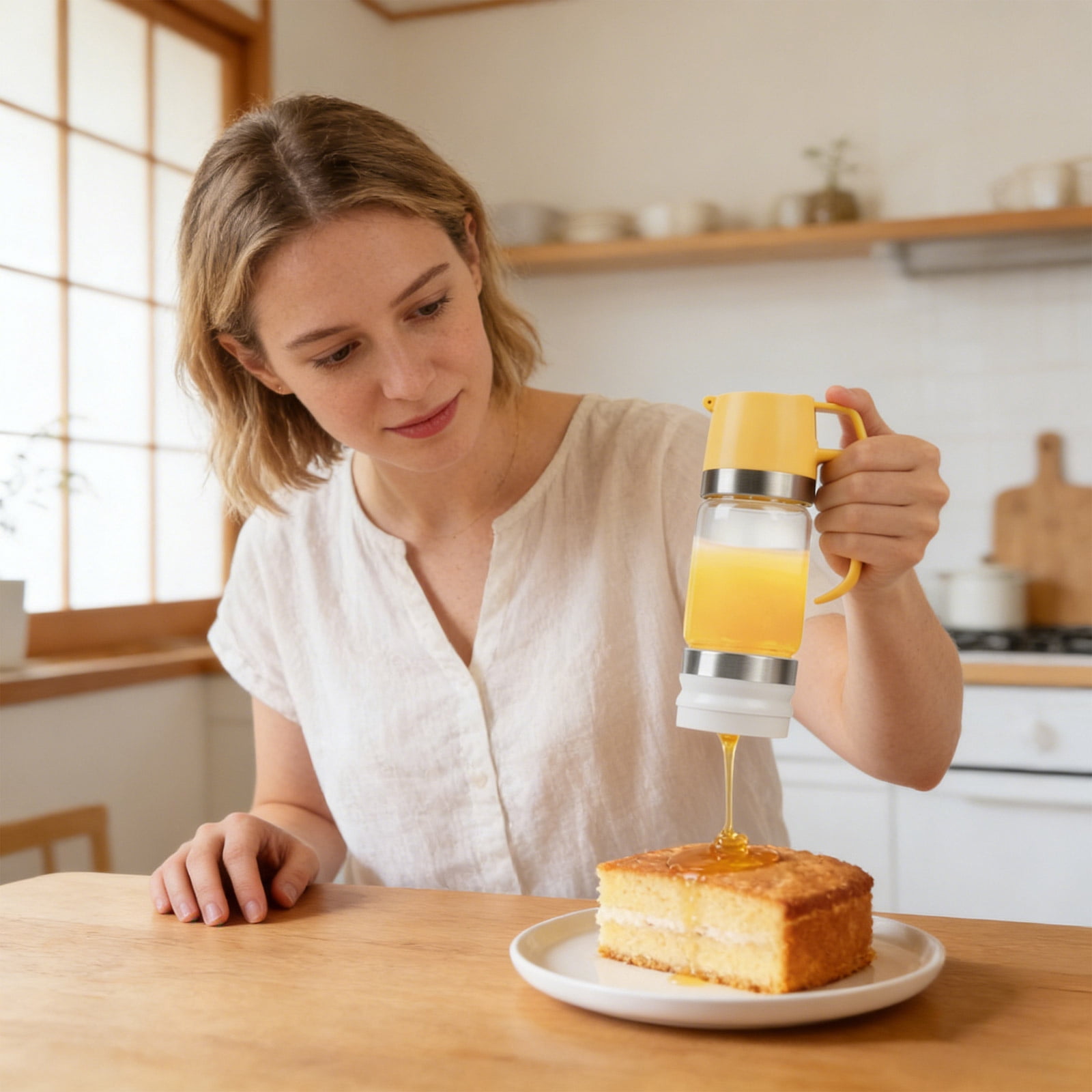 Glass Honey Dispenser No Drip With Handle Honey Jar Maple Syrup Container for Coffee, Pancakes Waffles (9 Oz, 1 Pack)