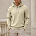 thumbnail image 2 of Ozmmyan Plus Size Mens Waffle Knit Hooded Long Sleeve Relaxed Fit Casual Pullover Hoodie Fall Winter, 2 of 8