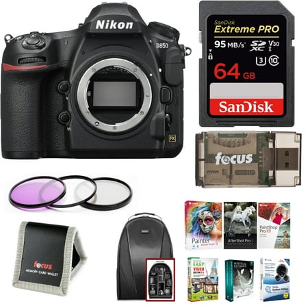 Nikon D850 FX-Format Full Frame DSLR Camera w/ 64GB Card & Accessory (Best Nikon Full Frame)