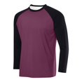 thumbnail image 3 of Aobny Crew Neck Teacher Shirts Workout Long Sleeve Purple Slim Fit Tops Raglan Plain Men Fall Tops,XXL, 3 of 4