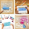 thumbnail image 3 of Waves Painting Stencil 11.81x11.81 Inch Reusable Craft PET Stencils Hollow Out Drawing Painting Template for Painting on Wood Fabric Paper Walls Canvas Furniture, 3 of 9