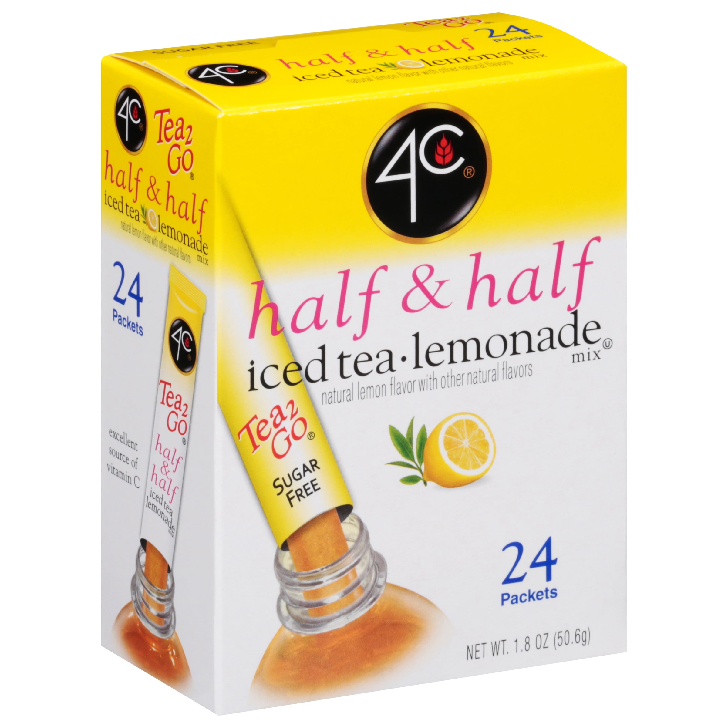 (6 pack) 4C Totally Light Half, & Half Lemonade Iced Tea Mix, 1.5 oz, 24 Packets, 1 Ct
