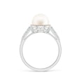 thumbnail image 2 of Angara Freshwater Cultured Pearl and Coffee Diamond Halo Ring in 14K White Gold for Women | June Birthstone Jewelry for Her, 2 of 8