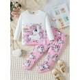 thumbnail image 1 of Toddler Girls 2-piece Pajama Sets Cartoon Unicorn Pattern Long Sleeve Top & Matching, 1 of 8