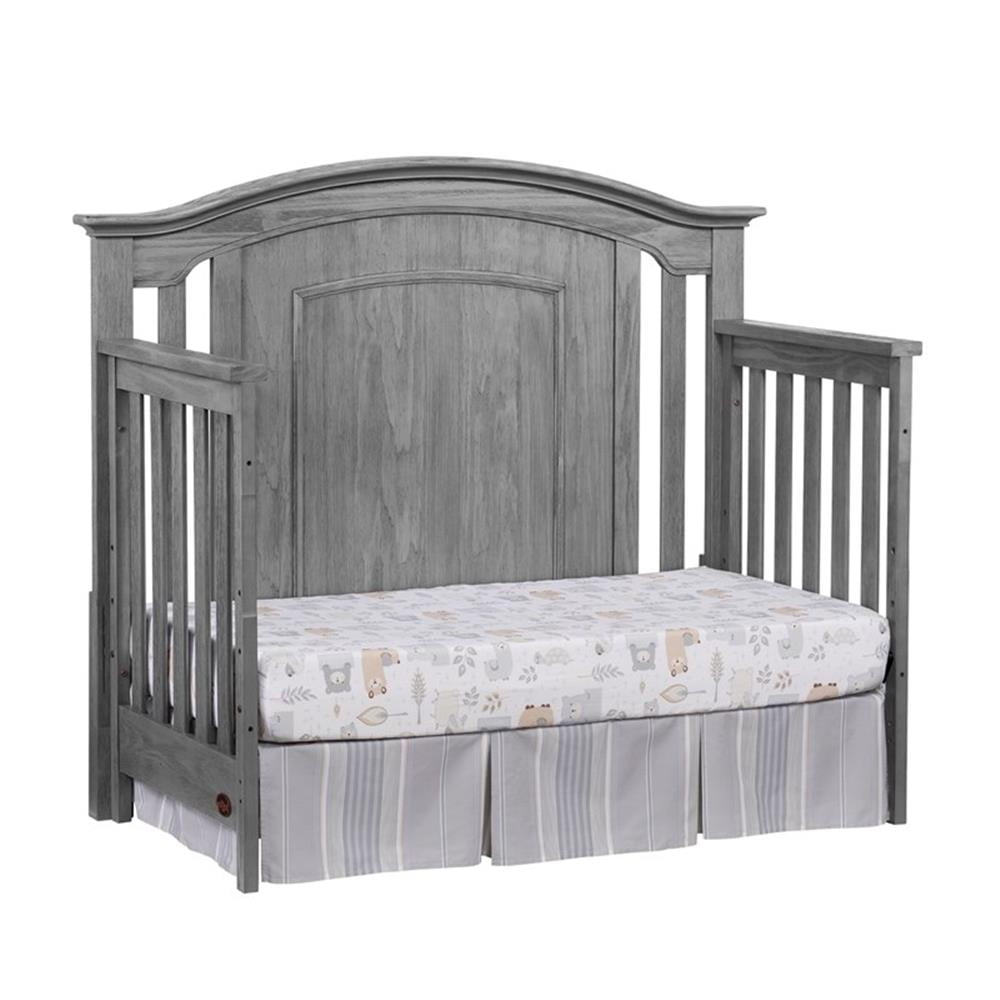 Pemberly Row Set of 2 Wood 4-in-1 Convertible Crib & Nightstand in Gray