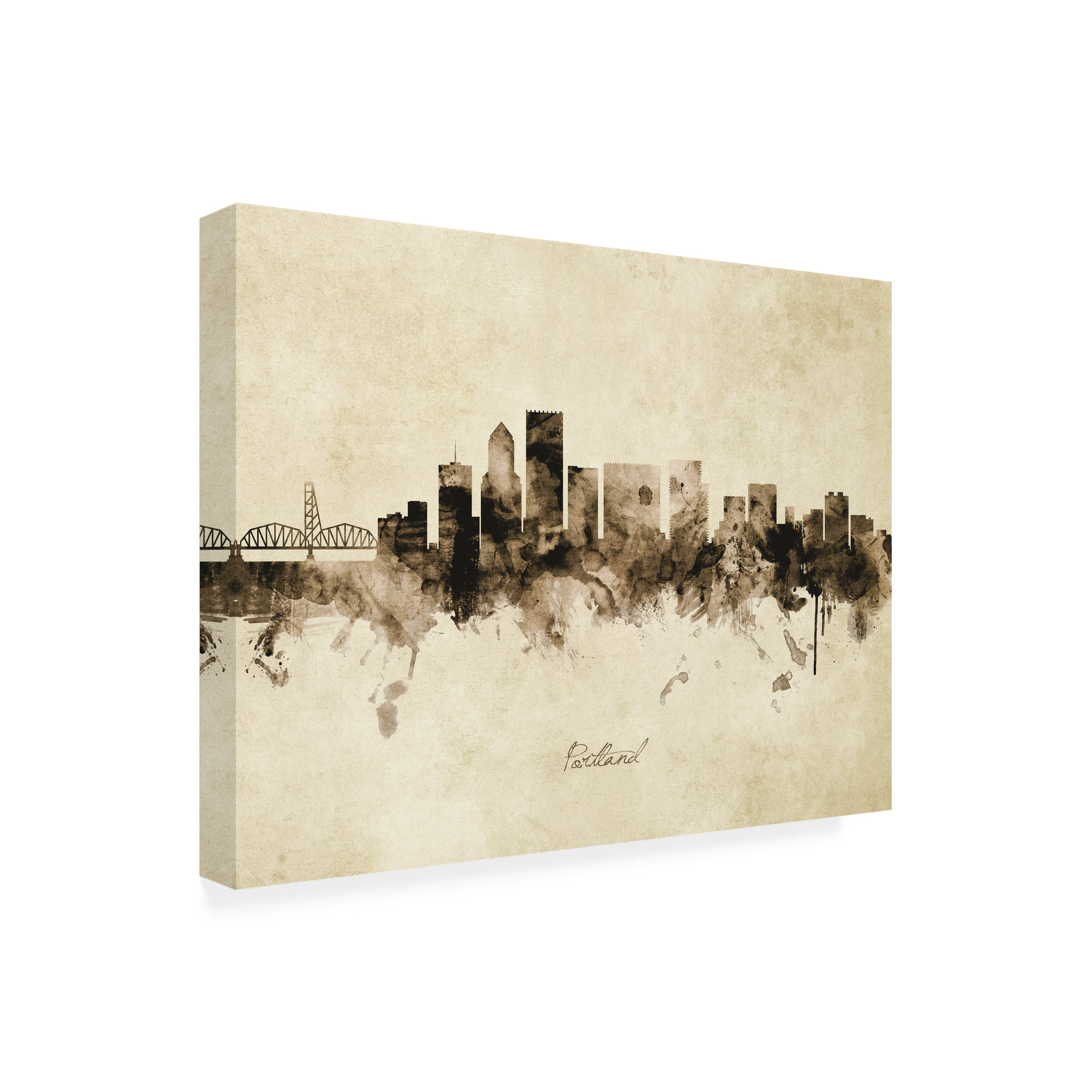 Michael Tompsett 'Portland Oregon Skyline Vintage' Canvas Art