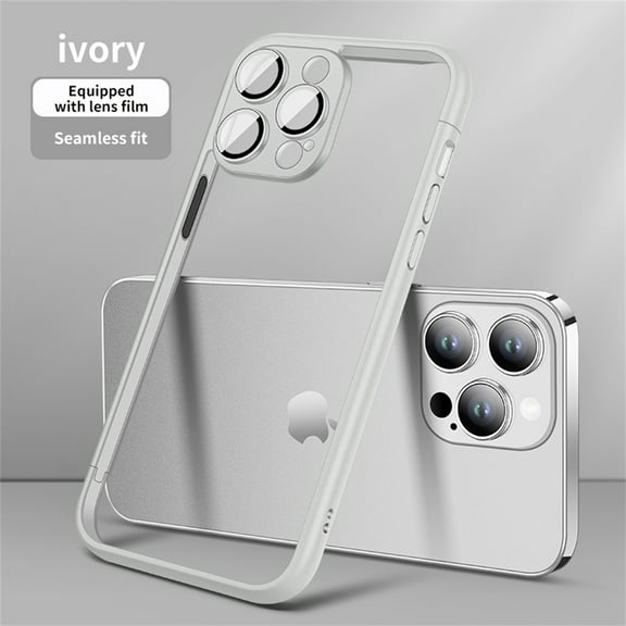 ELEHOLD for iPhone 13 Bumper Frame (No Back) Built-in Camera Cover Slim Lightweight Soft TPU PC Bumper Frame Cover Backless Shockproof Heavy Duty Protection Excellent Heat Dissipation,white