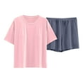 thumbnail image 2 of Goodtrade8 Womens Lounge Sets 2 Piece Pads Short Sleeve Crew Neck Sleepwear Casual Solid Color Women's Pajamas, 2 of 5