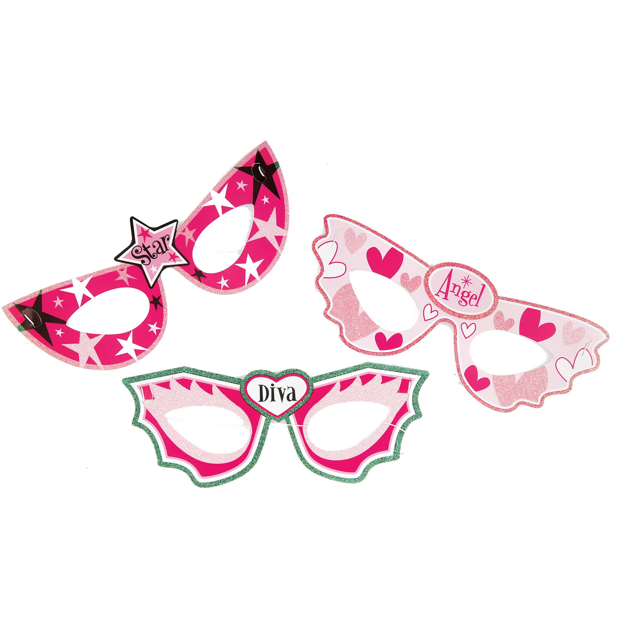 Pink Girl Party Masks, Assorted 6-Count - Walmart.com