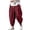 A-Red673, variant on XIAOCHA Men's Linen Harem Pant Baggy Cropped Drawstring Waist Trouser Breathable Casual Summer Pants