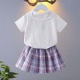 thumbnail image 3 of Odeerbi Camisa de Cuello de Marinero de Vestido Preppy de 2 Piezas de Niñas y Falda Plisada En Cuadro Uniforme Escolar Con Corbata, 3 of 9